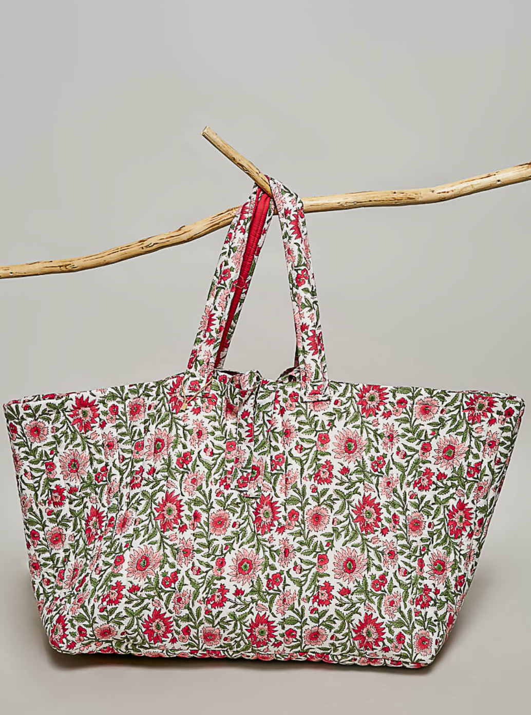 Quilted jumbo tote bag pink floral 